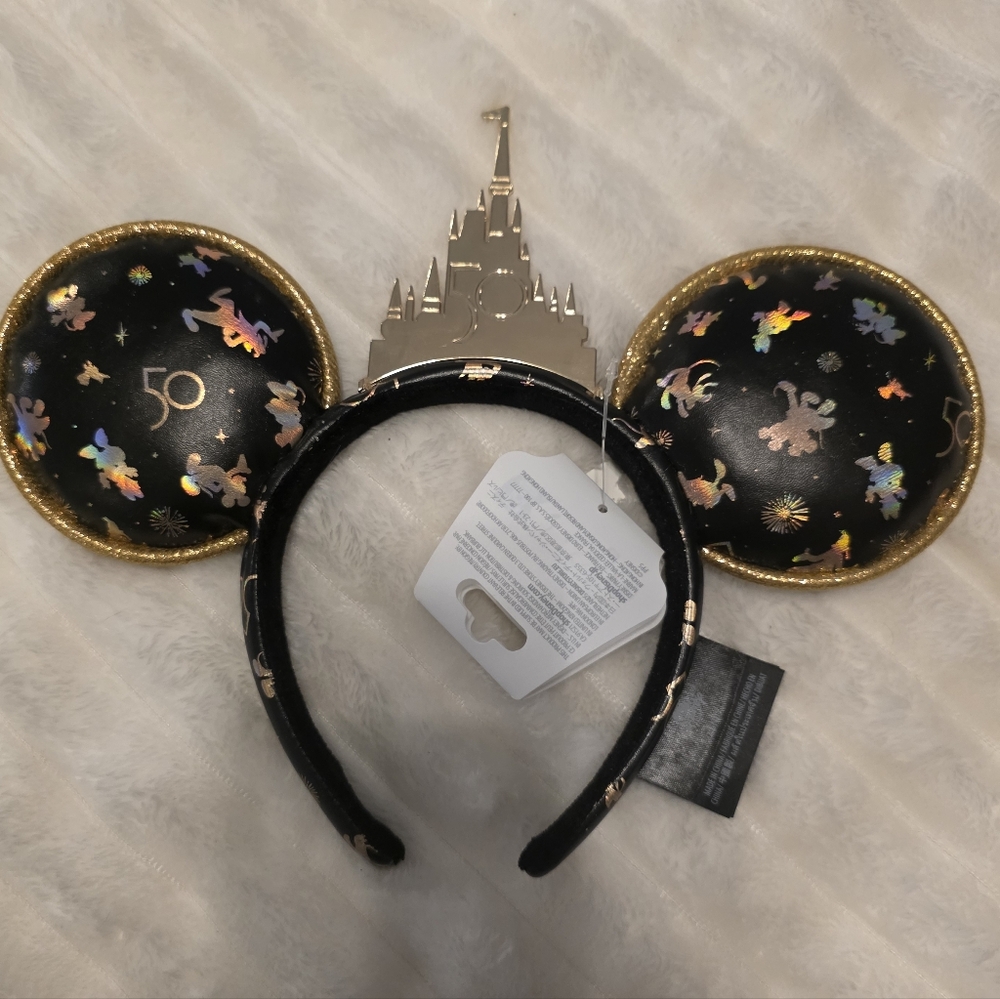 Disney Offical 50 Year Anniversary Black and Gold Magical Ears NWT